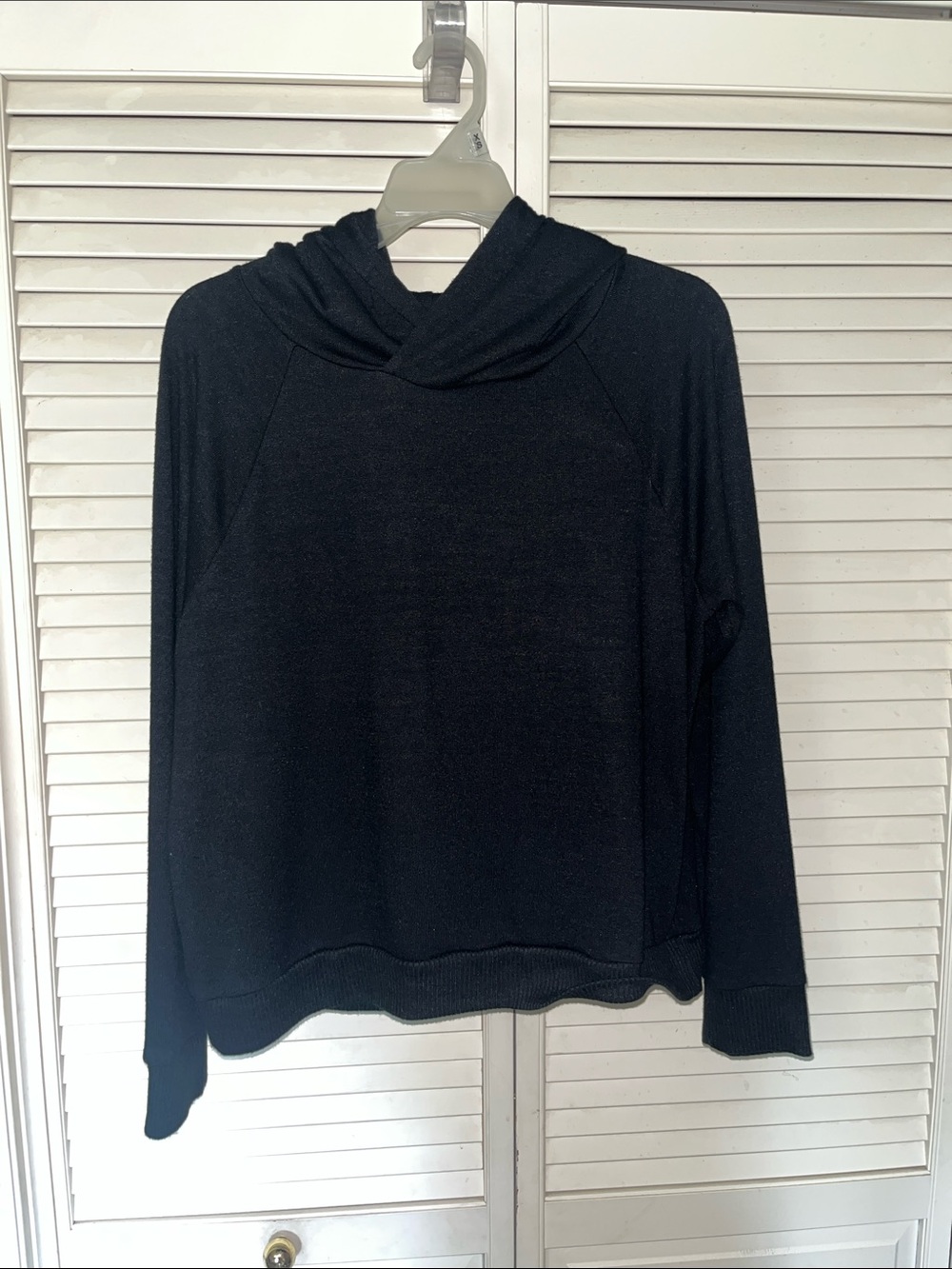 Cozy Black Lightweight Hooded Pullover